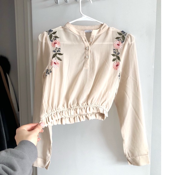 ASOS Glamorous Two Piece Set in Sheer Blush with Floral Embroidery. - Picture 5 of 12